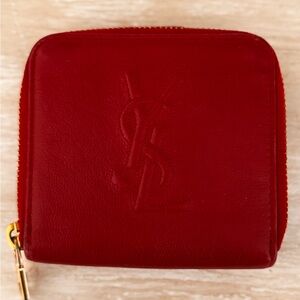 YSL Compact Red Leather Wallet